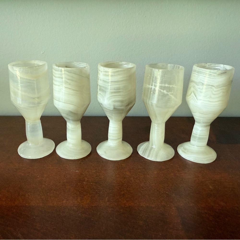 Five onyx vintage Egyptian shot glasses